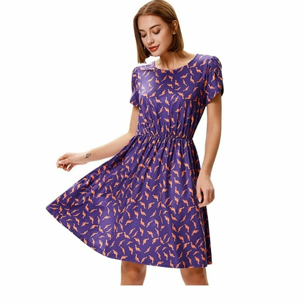 Dinosaur skater A-line style dress, plus size 2x